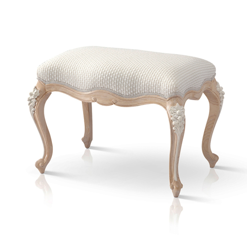 French Style Ivory White Comfortable Upholstered Small Stool in Front of Bed for Living Room