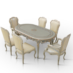 Living room luxury design antique oval classic silver dining table