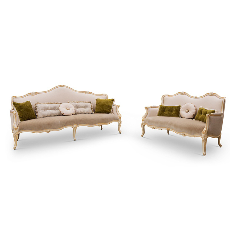 New European Style Elegant Carved Fabric Sofa Set