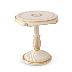 Athenian Style White and Golden Round Wooden Side Table