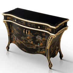 Chinese Style Ebony Veneer and Shell Royal wooden Console Table Cabinet With Storage