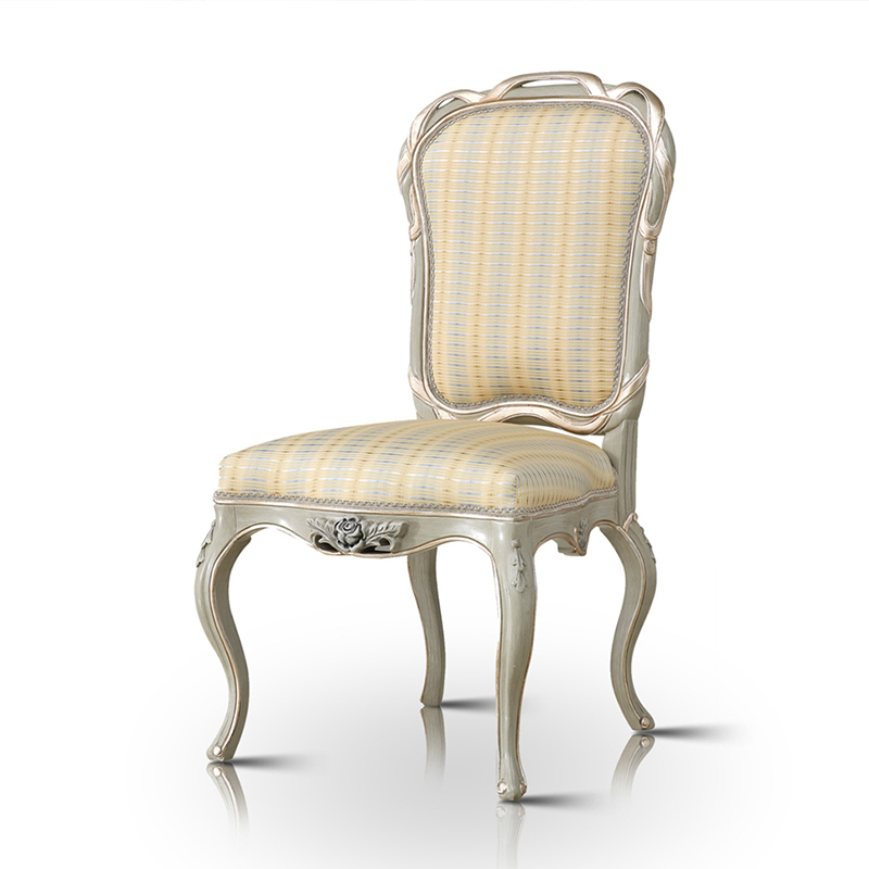 High Back Cream Colored White And Wood Dining Chair
