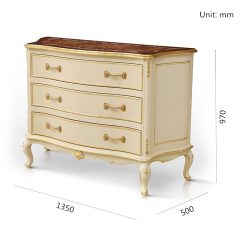French Luxury Style Ivory White Wooden 3 Chest of Drawers