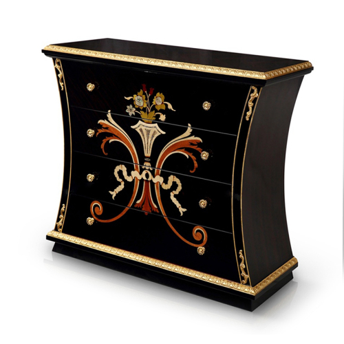 Luxury Style High Class Wooden 4 Chests of Drawers with Flower Pattern