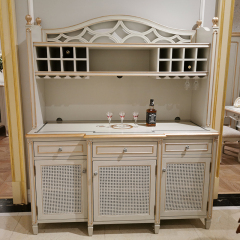 Gray Antique Design Dining Room Sideboard Carved Wooden Cupboard