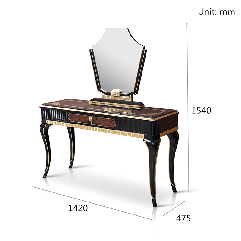 Luxury Wooden Dressing Table Antique Style Makeup Dresser With Mirror