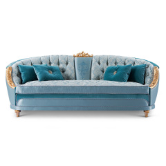 Elegant Classic Carving Living Room Furniture 6 Seater Fabric Sofa Set