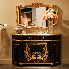 Luxury Classical Style Black and Golden Sideboard From China