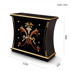 2017 Luxury Style High Class Wooden 4 Chests of Drawers with Flower Pattern