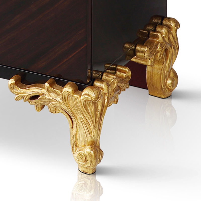 BLOOM High Gloss Blank and Golden Nightstand/Bedside Table/Bedroom Furniture