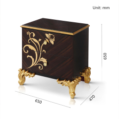 BLOOM High Gloss Blank and Golden Nightstand/Bedside Table/Bedroom Furniture