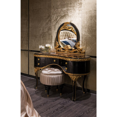 Black and Golden Wooden Mirrored Vanity Table with drawers /Makeup Table/Bedroom Furniture