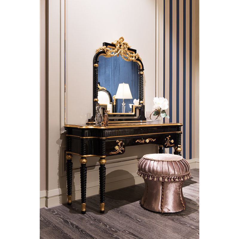 Flower Bordered Wooden Vanity Table/Makeup Table/Dressing Table/Bedroom Furniture