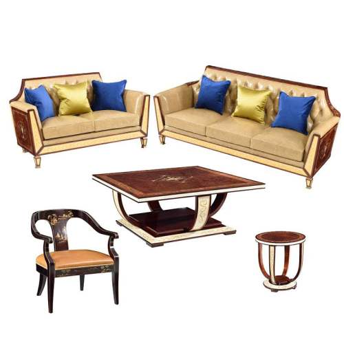 Luxury Lounge Classic Style Italy Genuine Leather Sofa Set