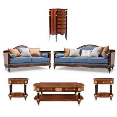 2021 new arrivals Luxury European Style Living Room Solid Wood Carved Leather Sofa Set