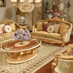 Royal Family Living Room Velvet Fabric Sofa