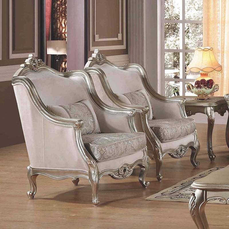 Gold Carved Fabric Luxury Antique Sofa Set