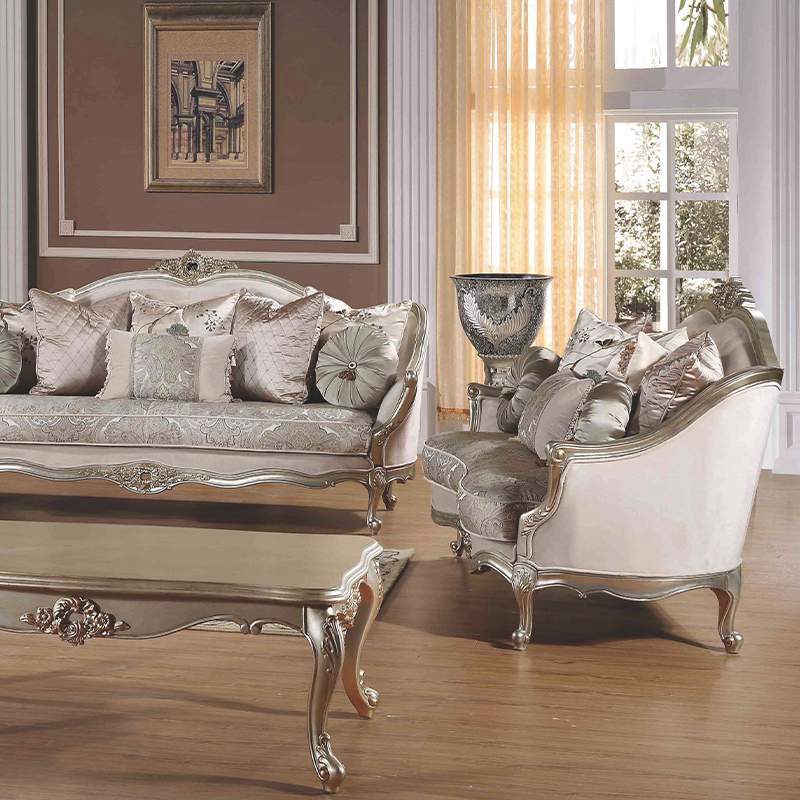 Gold Carved Fabric Luxury Antique Sofa Set