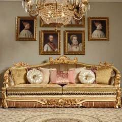 Royal Family Living Room Velvet Fabric Sofa