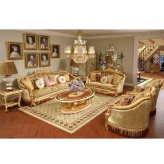 Royal Family Living Room Velvet Fabric Sofa