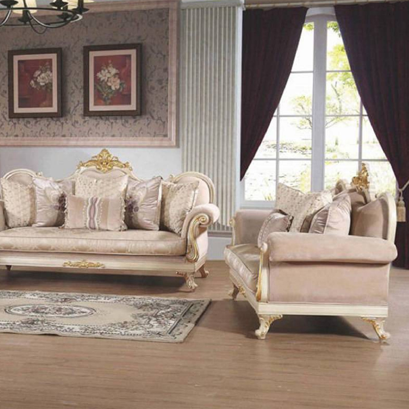 Cream Antique Fabric Retro Sofa