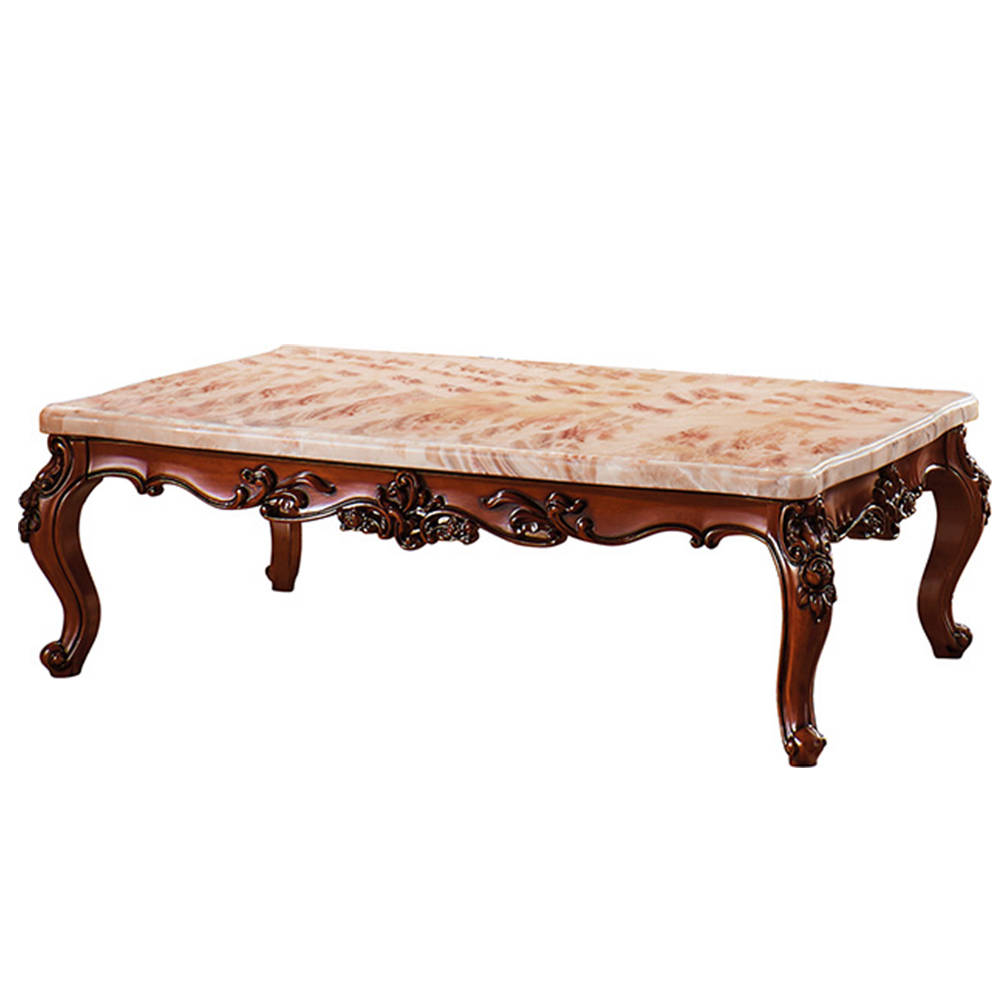 Retro Wooden Living Room Marble Top Coffee Table