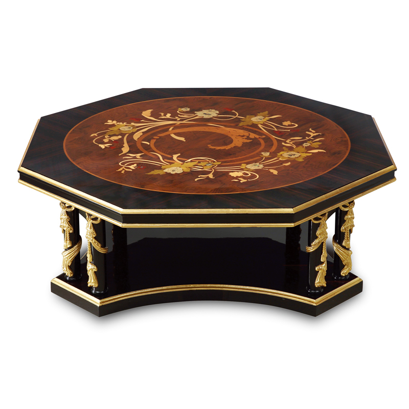 Ebony Veneer High Gloss Solid Wood Top Coffee Table
