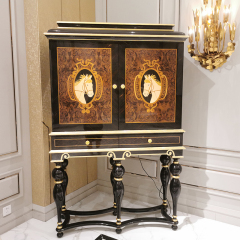 Royal Luxury Style Wooden Furniture High Multifunctional Cabinet with Horse Pattern