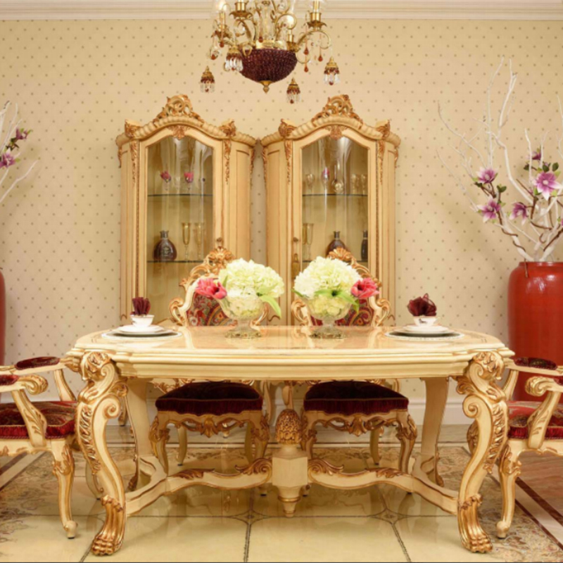 Exquisite Red and Gold Design Dining Room Furniture Sets