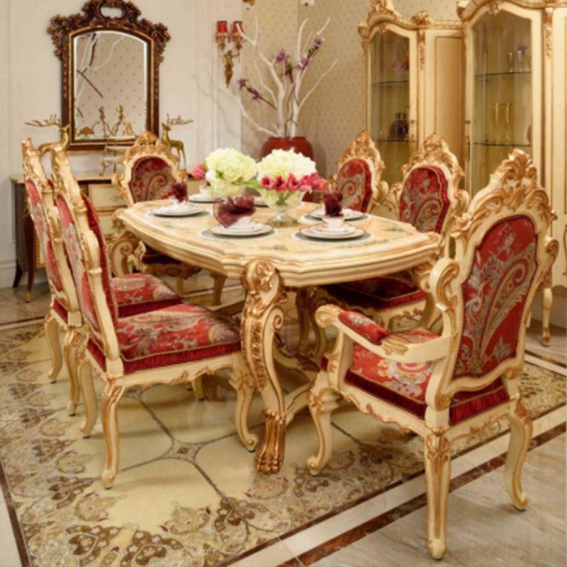 Exquisite Red and Gold Design Dining Room Furniture Sets