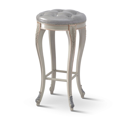 The Latest French Luxury Style High Grey Leather Bar Stool