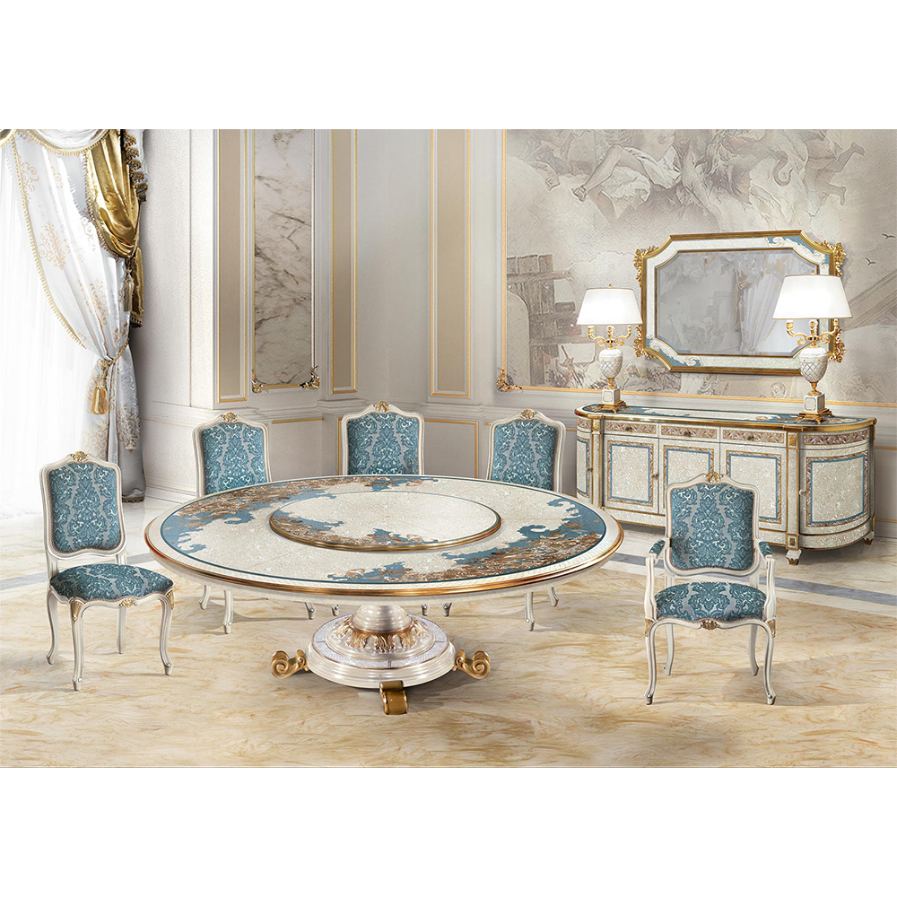 Full Set Dining Room Furniture Round Shell Luxury Dining Table