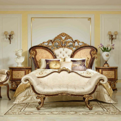 Luxury European Style Villa Bedroom Furniture Set Bed Nightstand Dressing Table
