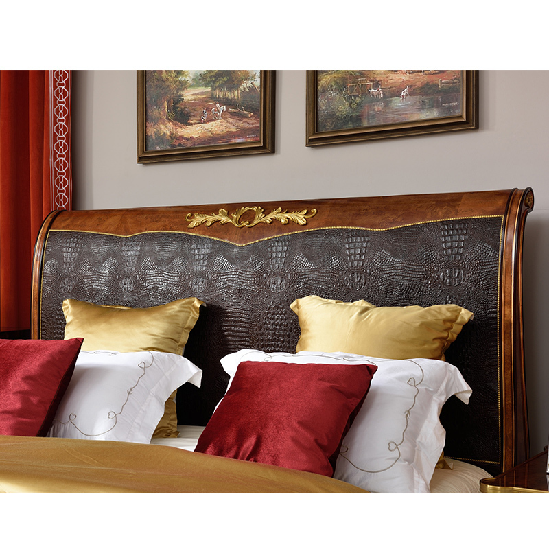 Classical Bedroom European Exquisite Wooden Bed Furniture Set Bed