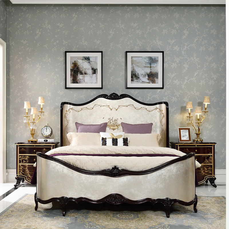 European Royal Fabric Classical Furniture Set Bed