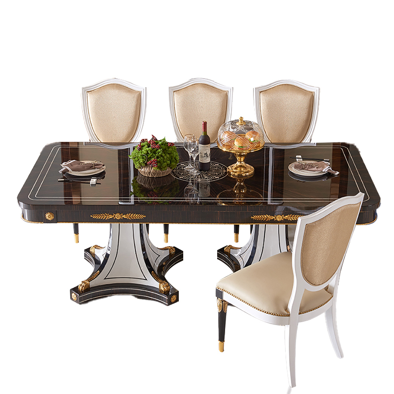 Luxury Solid Wood Classic Veneer Round Rotating Dining Table