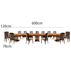 Classic Long Dining Table Sets Luxury Wood Carving Multi-Person Dining Table And Chairs