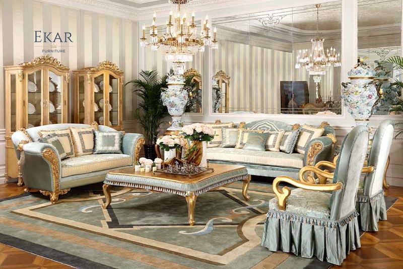 Living room furniture Luxury fabric corner sofa set