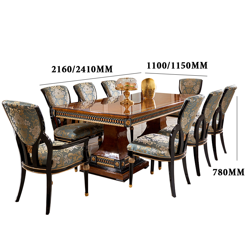 Mahogany Wood Rectangle Long Dining Table Set