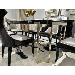 Marble Tabletop Dining Table and Buffet Cabinet Set