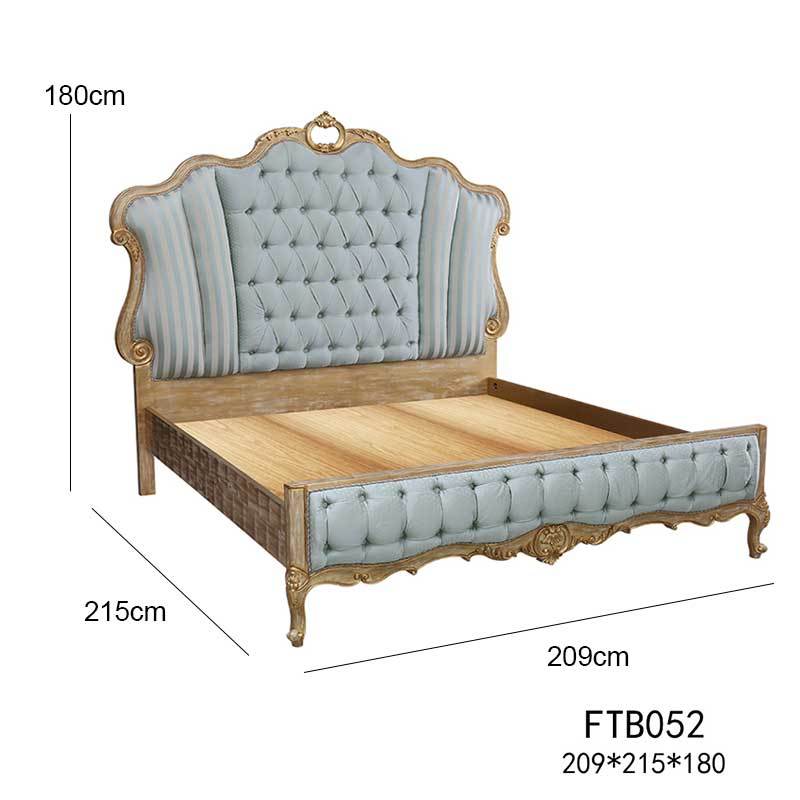 French Style Blue Velvet Master Bedroom Set