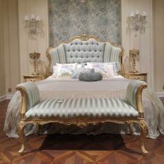 French Style Blue Velvet Master Bedroom Set