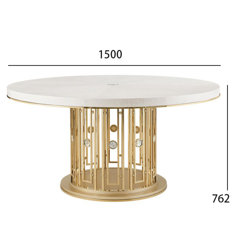 Circular Dining Table with Metal Accents