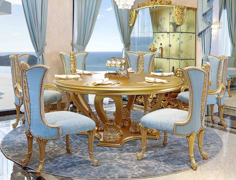 Baroque style dining table and chair set for a different dining experience
