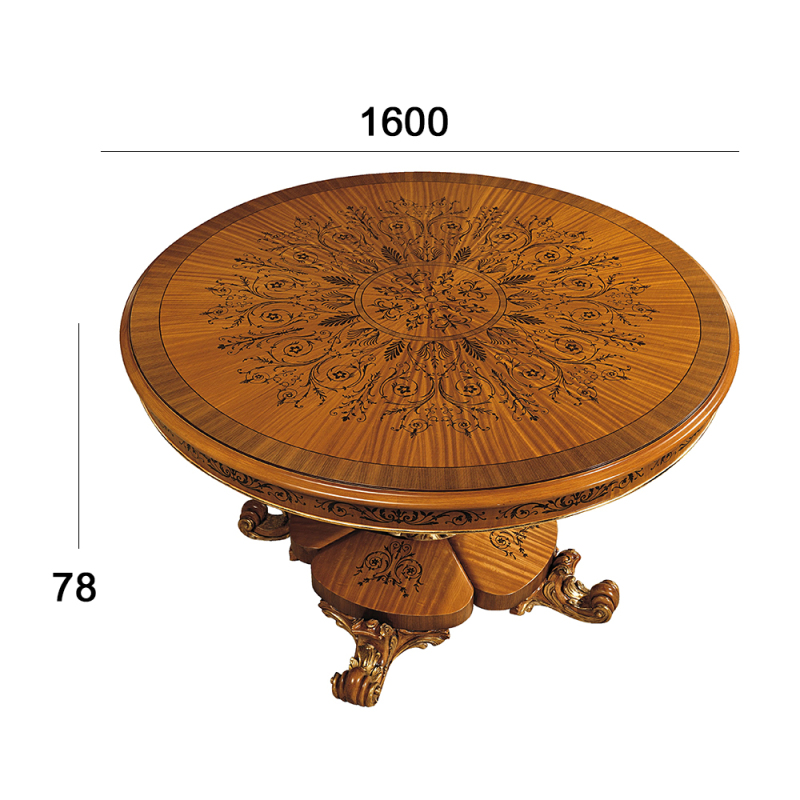 Exquisite Baroque Style Solid Wood Dining Table