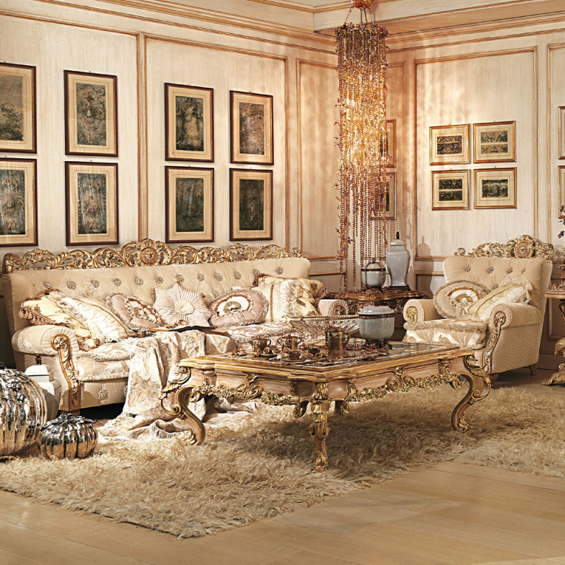 Exquisite Baroque style sofa and coffee table combination