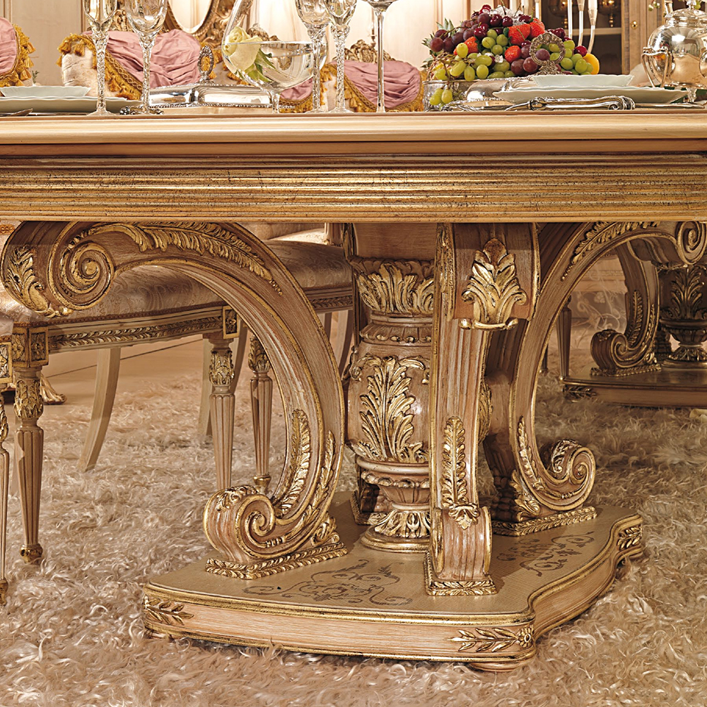 Exquisite baroque style solid wood dining table