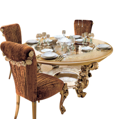 Elegant Baroque Style Solid Wood Round Dining Table