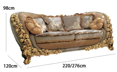 Exquisite Baroque-style carved sofa: adds gorgeous beauty to the living room