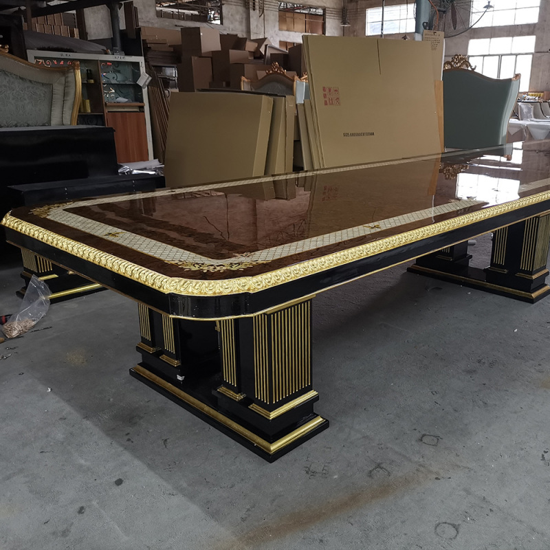 Luxury Long Dining Table Classic Italian High Gloss Wood 8 Seater ...